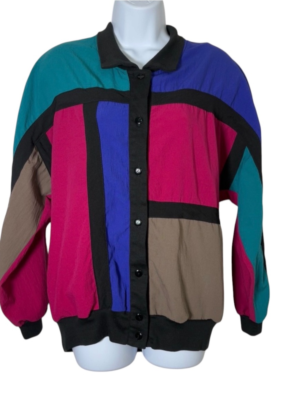 Vintage DK Gold by Donkenny Vibrant Color Block Women's Bomber Jacket SzS